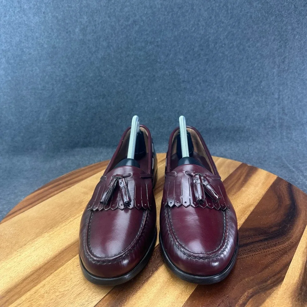 Towncraft Mens Burgundy Leather Kiltie Tassel Loafers Shoes 9.5 D 3217 1966 - Picture 3 of 12